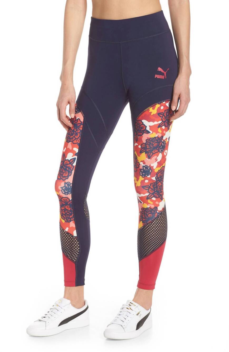 NEW PUMA flourish xtg leggings in peacoat/hibicus